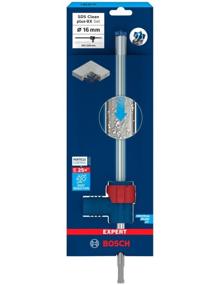 Set broca para martillo EXPERT SDS Clean plus-8X: 16 x 200 x 350