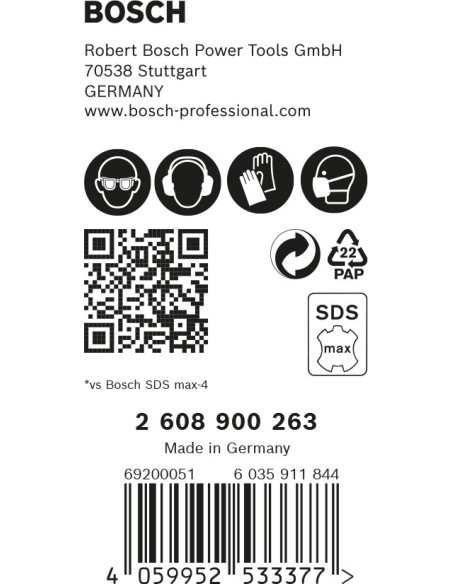 5 brocas para martillo EXPERT SDS max-8X de 18 x 200 x 340 mm