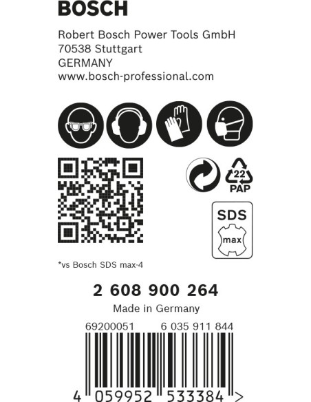 5 brocas para martillo EXPERT SDS max-8X de 18 x 400 x 540 mm