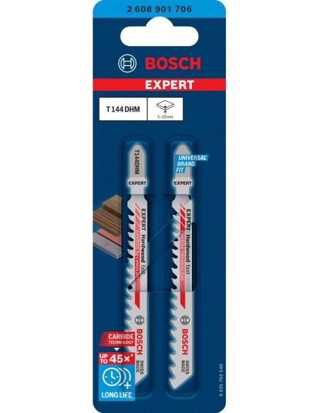 BOSCH 2608901706 Hoja de sierra de calar EXPERT Hardwood Fast T144DHM (2 uds)