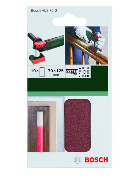 Set de hojas de lija, 10 uds.70 x 125 mm, Grano 80 - 240
