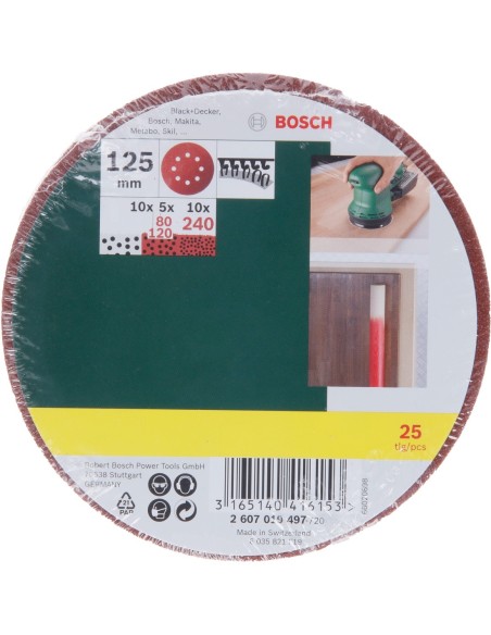 25 lijas para lijadora excéntrica, Grano 80, 120, 240