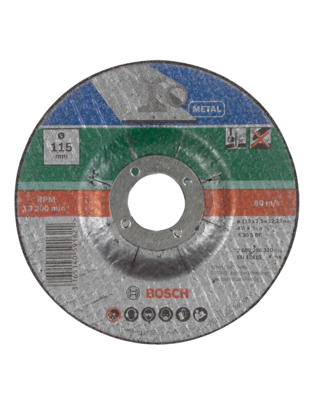 Disco de corte con centro rebajado, metal Ø115 mm