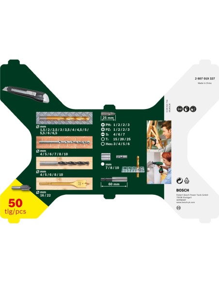 Set X-Line con recubrimiento de TiN de 50 unidades