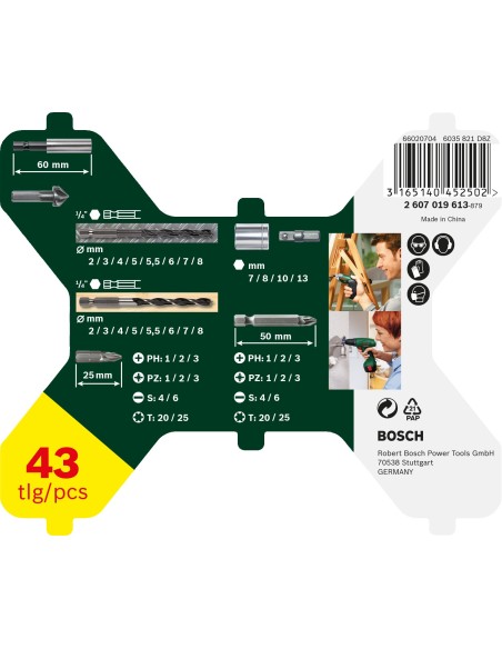 Maletín X-Line de brocas hexagonales de 43 piezas