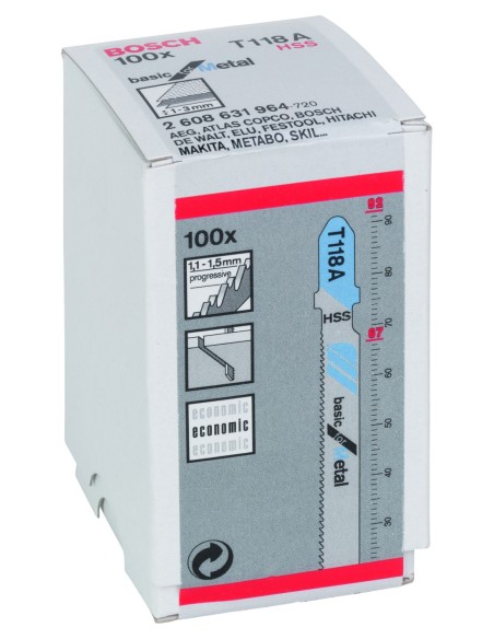 Hojas de sierra de calar T 118 A Basic para Metal