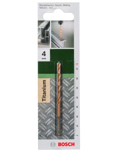Broca para metal HSS-TiN, DIN 338: 4,0 x 75 mm