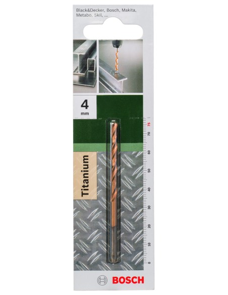 Broca para metal HSS-TiN, DIN 338: 4,0 x 75 mm