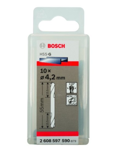 Broca HSS-G doble punta: 4,2 x 14 x 55: 10 uds