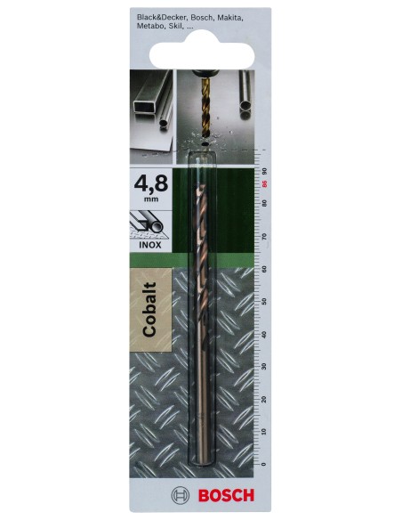 Broca para metal HSS-Co, DIN 338: 4,8 x 86 mm