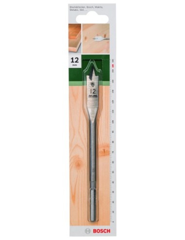 Broca fresadora plana, hexagonal: 12 x 155 mm