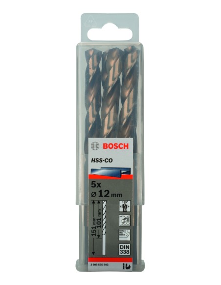 Broca HSS-Co DIN338: 12,0 x 101 x 151: 5 uds