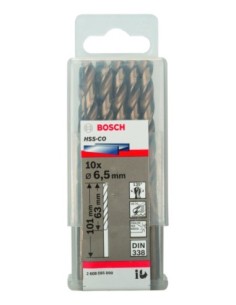 Broca HSS-Co DIN338: 6,5 x 63 x 101: 10 uds 2