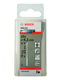 Broca HSS-Co DIN338: 4,1 x 43 x 75: 10 uds 2