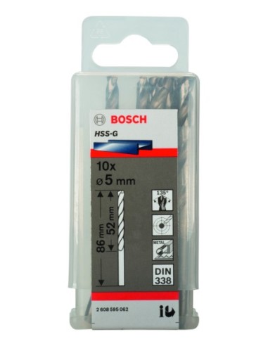Broca HSS-G DIN338: 5,0 x 52 x 86: 10 uds