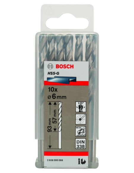 Broca HSS-G DIN338: 6,0 x 57 x 93: 10 uds