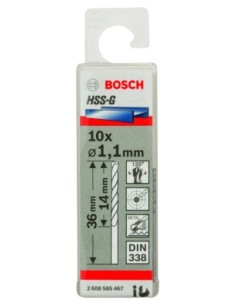 Broca HSS-G DIN338: 1,1 x 14 x 36: 10 uds 2