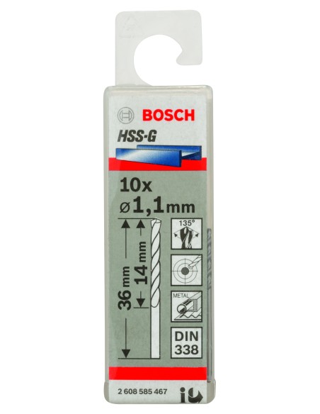Broca HSS-G DIN338: 1,1 x 14 x 36: 10 uds
