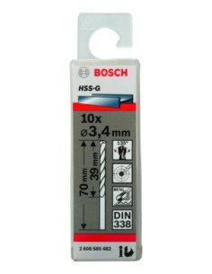 Broca HSS-G DIN338: 3,4 x 39 x 70: 10 uds 2