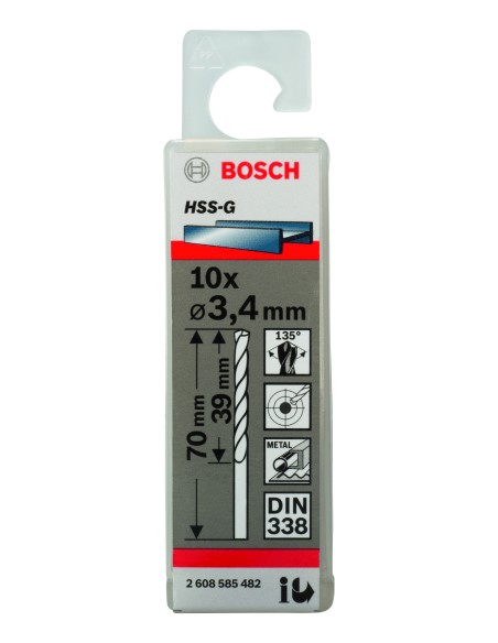 Broca HSS-G DIN338: 3,4 x 39 x 70: 10 uds