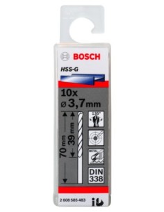 Broca HSS-G DIN338: 3,7 x 39 x 70: 10 uds 2