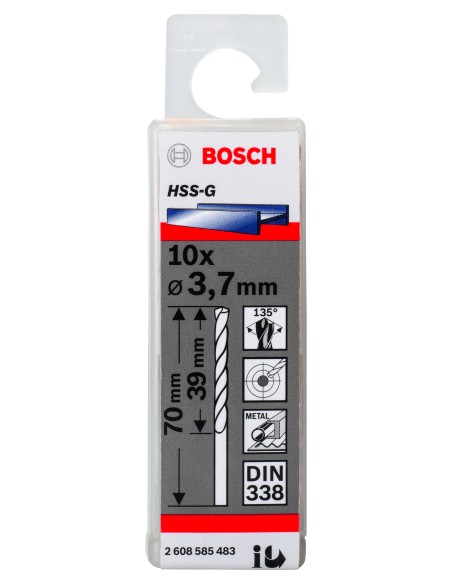 Broca HSS-G DIN338: 3,7 x 39 x 70: 10 uds