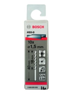 Broca HSS-G DIN338: 1,5 x 18x 40: 10 uds 2