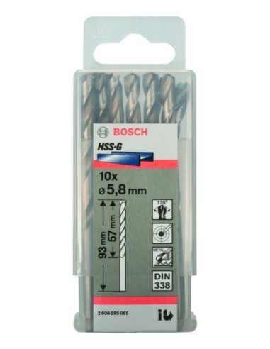 Broca HSS-G DIN338: 5,8x 57 x 93: 10 uds