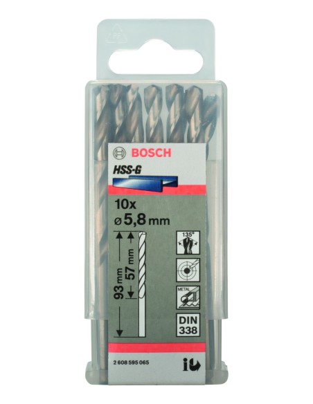 Broca HSS-G DIN338: 5,8x 57 x 93: 10 uds