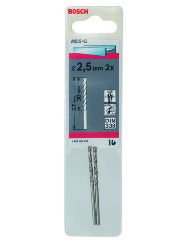 Broca HSS-G DIN338: 2,5 x 30 x 57: 2 uds