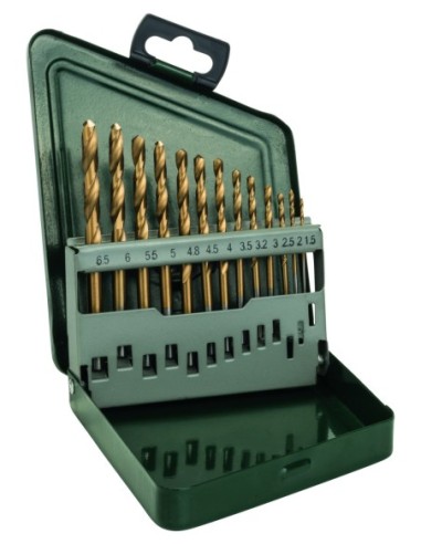 Set con 13 brocas HSS-TiN para metal