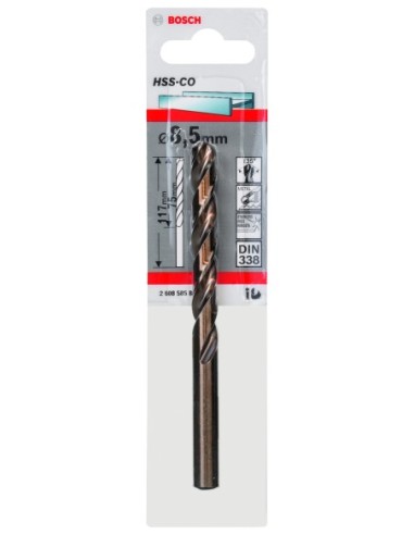 Broca HSS-Co DIN338: 8,5 x 75 x 117