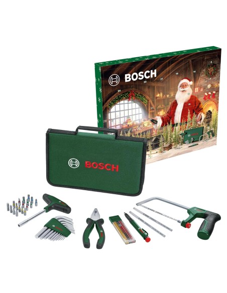 BOSCH 1600A039HD Maletín con herramientas manuales DIY (41 piezas) y calendario de adviento 2025