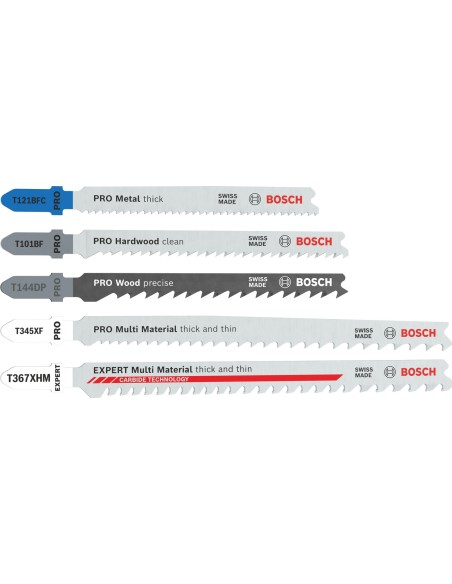 BOSCH 2607011438 Set de 15 hojas de sierra de calar multimaterial con vástago T