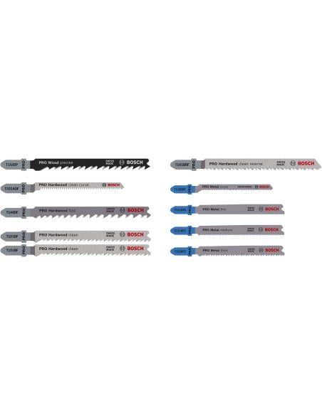 BOSCH 2607011438 Set de 15 hojas de sierra de calar multimaterial con vástago T