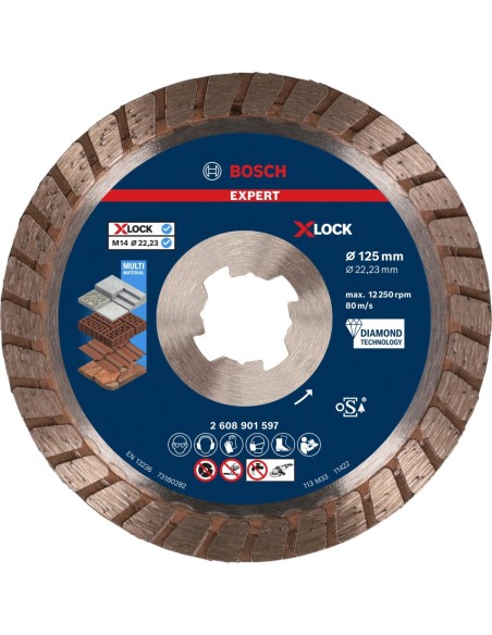 BOSCH 2608901597 Disco de corte con diamante EXPERT MultiMaterial X-LOCK (Ø125 x 22,23 x 2,4 x 12 mm)