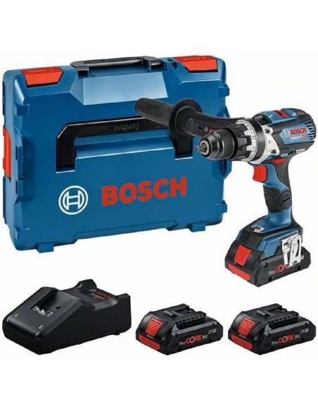 BOSCH 0615A5002X Taladro percutor a batería GSB 18V-110 C Professional (INCLUYE 3 BATERÍAS Y CARGADOR)