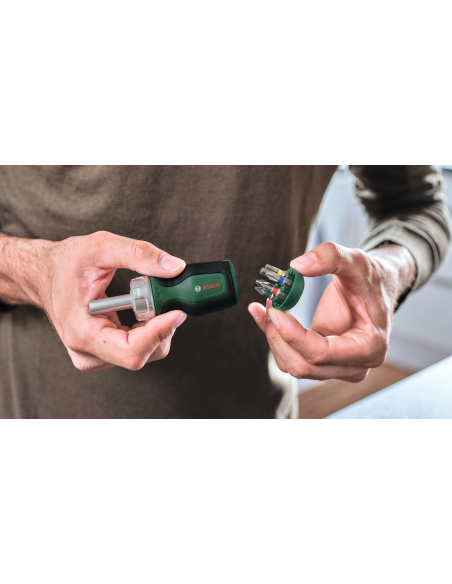 BOSCH 1600A032UZ Destornillador de trinquete con mango ancho y 6 puntas