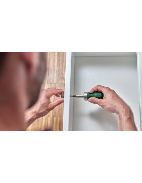 BOSCH 1600A032UZ Destornillador de trinquete con mango ancho y 6 puntas