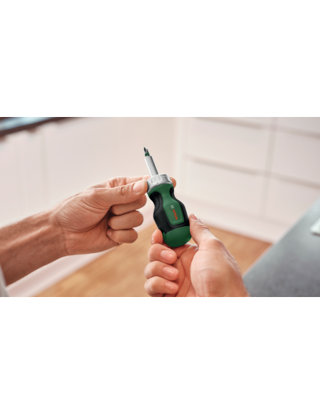 BOSCH 1600A032UY Destornillador de trinquete de puntas corto y 6 puntas
