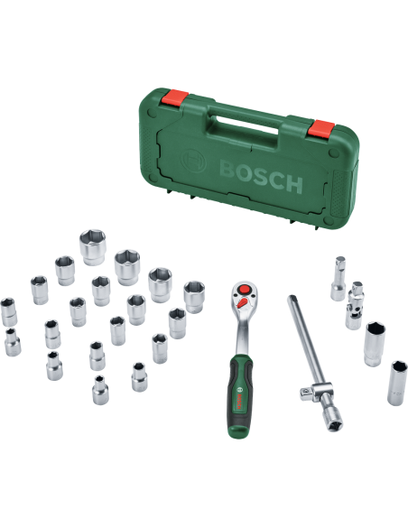 BOSCH 1600A02Z9F Set de carracas de ½" con 25 llaves de vaso