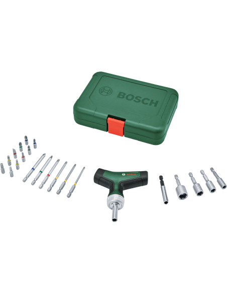 BOSCH 1600A02Z9T Set de destornilladores de trinquete con puntas y empuñadura en T