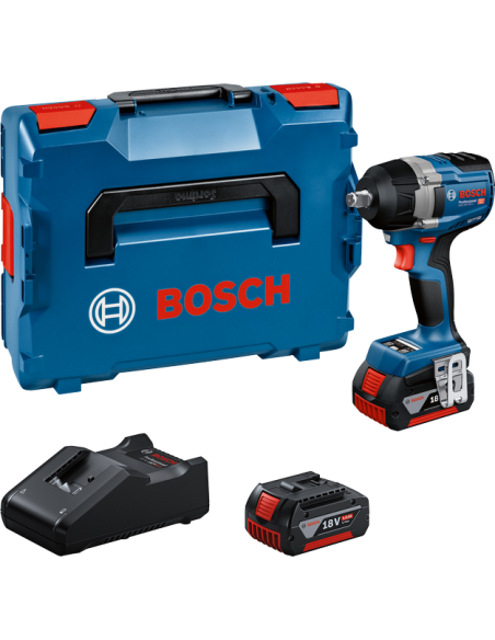 BOSCH 06019L9003 Atornillador/llave de impacto a batería GDS 18V-750 C Professional (INCLUYE 2 BATERÍAS Y CARGADOR)