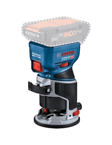 BOSCH 06016C2001 Fresadora de cantos a batería GKF 18V-8 Professional (NO INCLUYE BATERÍA NI CARGADOR)