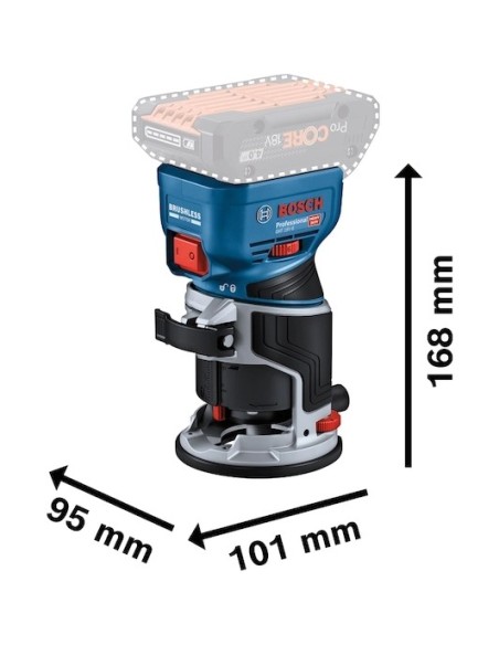 BOSCH 06016C2001 Fresadora de cantos a batería GKF 18V-8 Professional (NO INCLUYE BATERÍA NI CARGADOR)