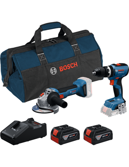 BOSCH 0615A5008Z Kit combinado GSB 18V-65 + GWS 18V-8 Professional (INCLUYE 2 BATERÍAS Y CARGADOR)