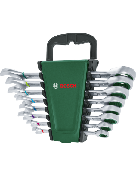 BOSCH 1600A027PS Set de llaves de carraca combinadas de 8 piezas