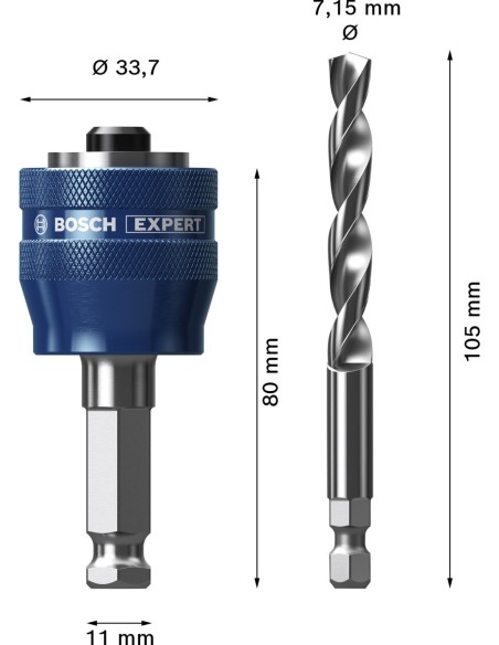 BOSCH 2608901965 EXPERT Power Change Plus con perforación centrada (Ø8.5 x 60 x 105 mm) (2 uds)