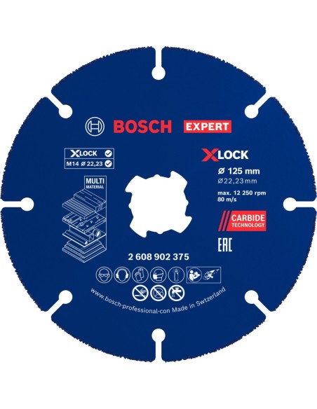 BOSCH 2608902377 Disco de corte EXPERT Carbide Multi Wheel X-LOCK (125 x 22,23mm) (10 uds.)
