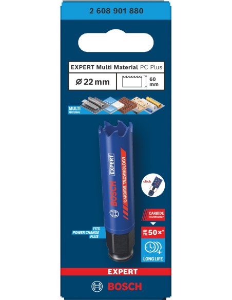 BOSCH 2608901879 Sierra de corona EXPERT Multi Material Power Change Plus (Ø20 x 60 mm)